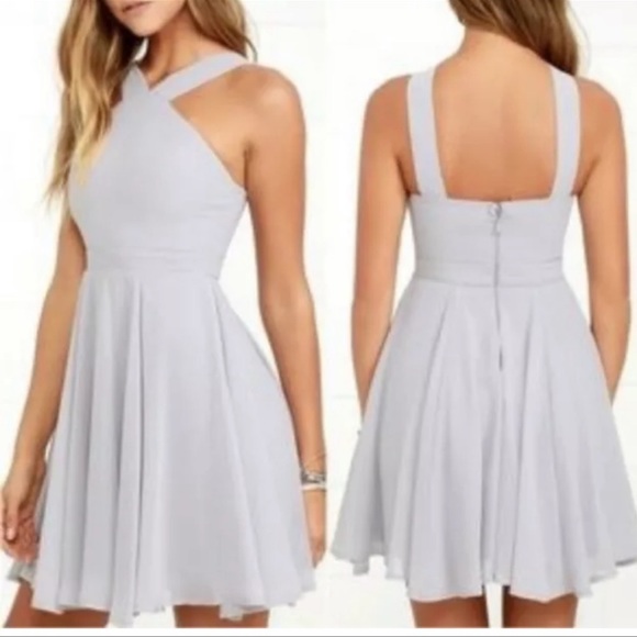 Lulus Forevermore Skater Dress - Taupe Gray - Picture 2 of 6